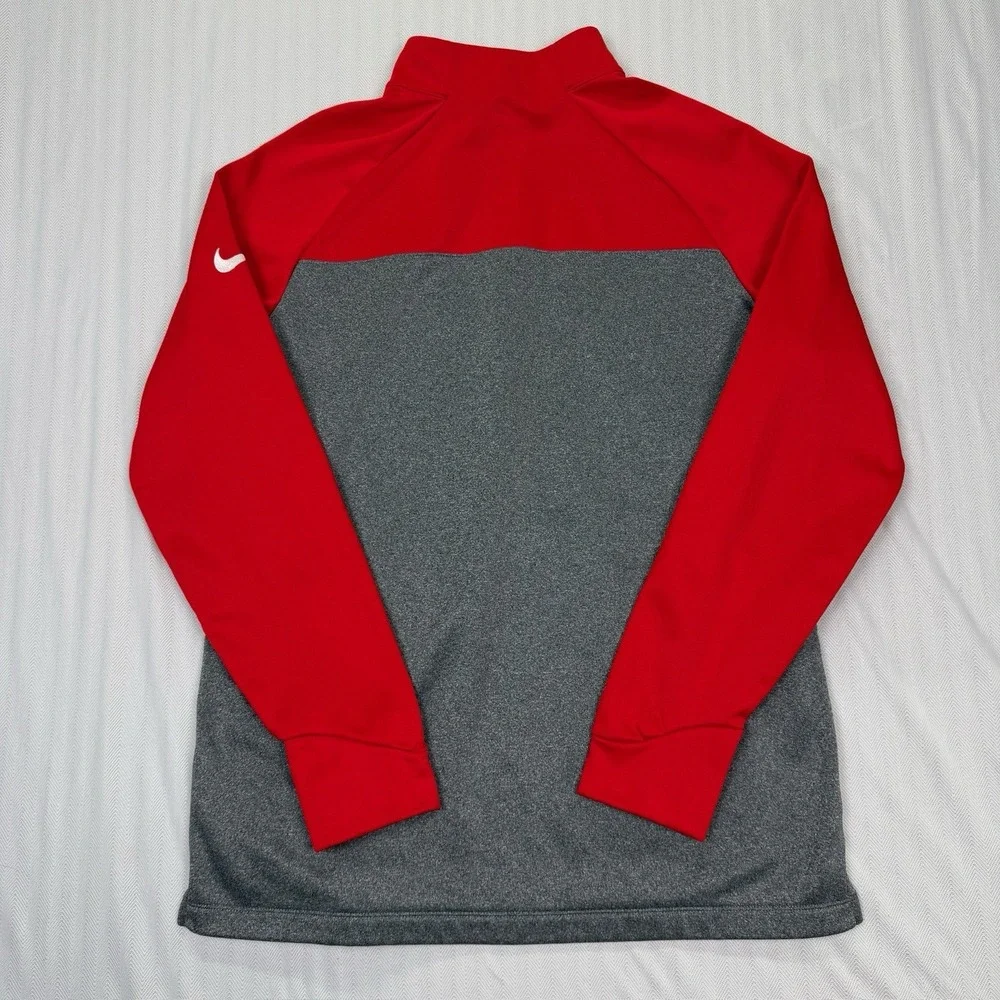 Nike Golf Men's Large Red Gray 1/4 Zip Pullover‎ Long Sleeve